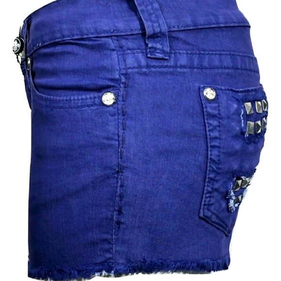 Affliction Studded Denim Cut-off Short Shorts- 24 - Picture 5 of 15